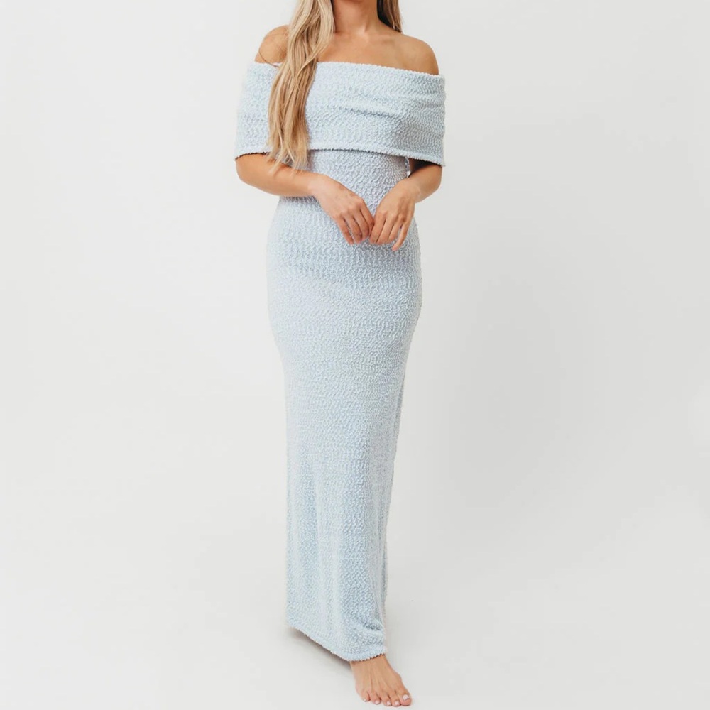 NWT Worth Collective: Brit Maxi Dress in Dusty Blue - Bump Friendly